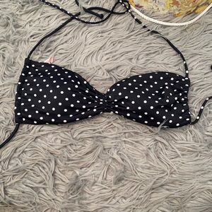 Black and white polka dot bikini top